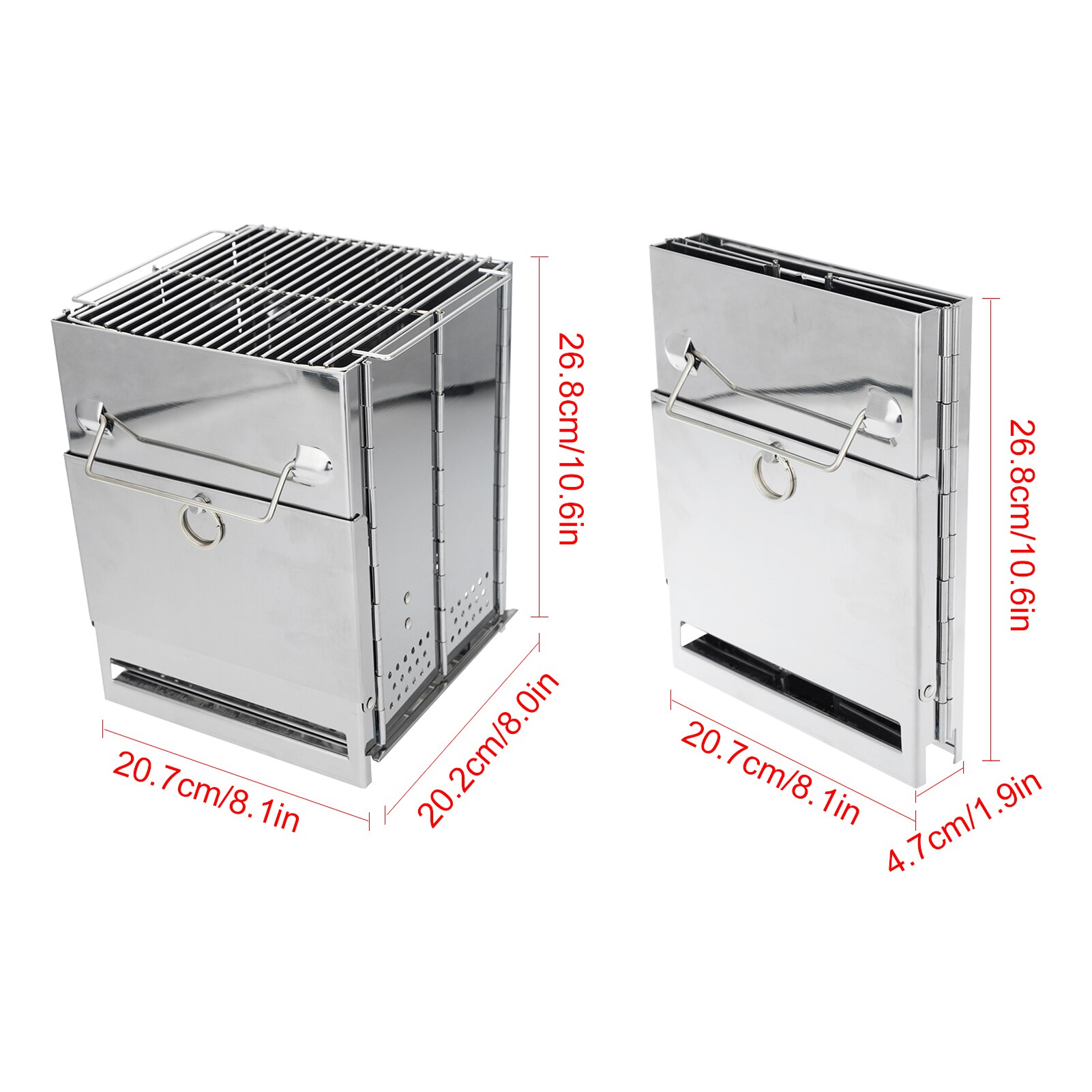 Kamp Grill Opvouwbare Roestvrij Staal Kleine Draagbare Kachels Met Draagtas Voor Camping Koken Barbecue Hout Kachel Extra Grote
