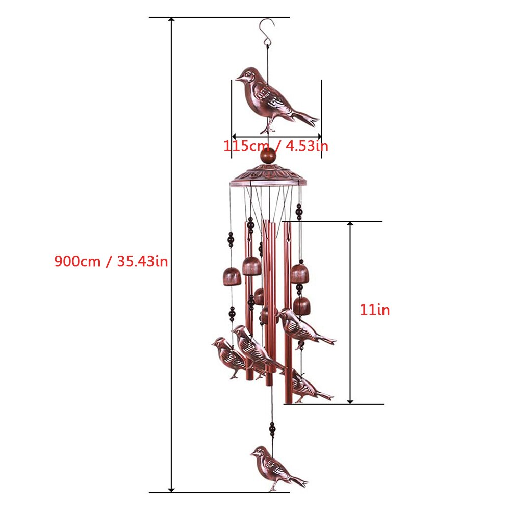 Bird Wind Chimes 4 Aluminum Tubes 6 Bells 7 Birds Windbells for Indoor Outdoor Decoration