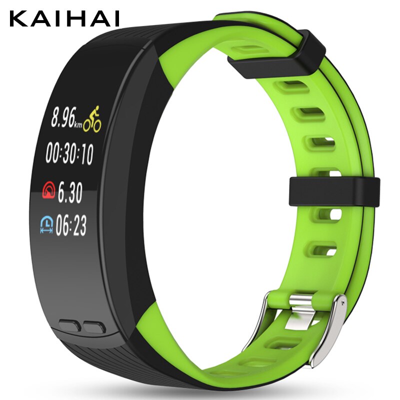 Kaihai  h8 alene gps sport smart armbånd fitness armbånd pulsmåler ure aktivitet trackersleep: Sort grøn