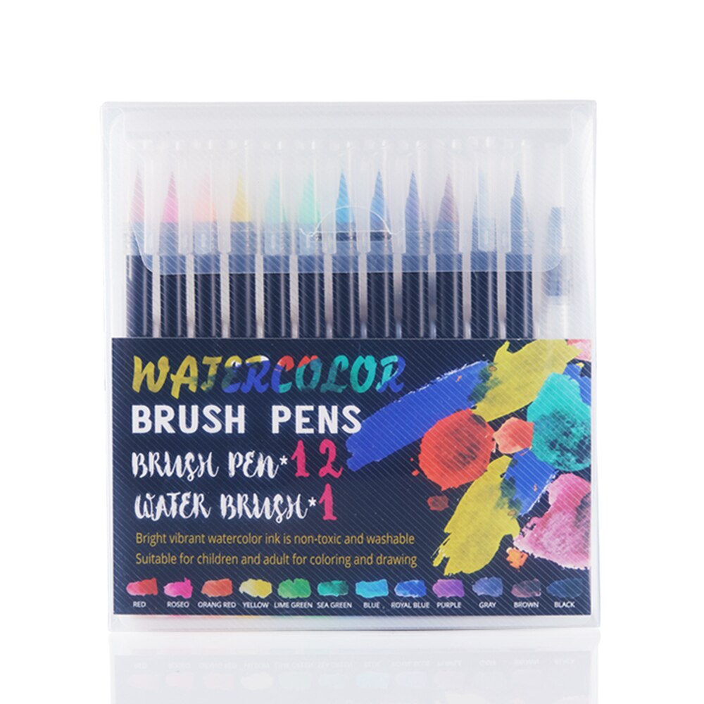 Pincel de acuarela de 20 colores, marcador de arte, fieltro, pintor, pincel suave conjunto para colorear, pluma Manga para dibujar, pintar y caligrafía: MB-12 Color