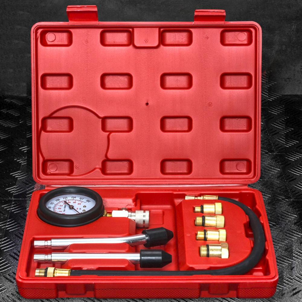 thumbnail: WiMas Motor Compressie Tester Set - 8 Onderdelen, Voor Benzine Motoren, Met 4 Schroefdraden (M10, M12, M14, M18)