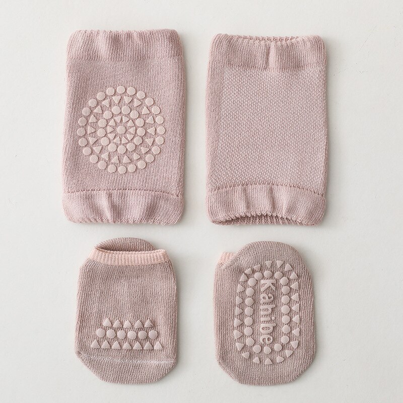 Baby Kniebeschermers Sokken Set Anti Slip Sokken Knieschijf Kid Kruipen Veiligheid Vloer Sokken Knie Protector Voor Meisjes Jongens Accessoires: Paars / M 1-3 years old