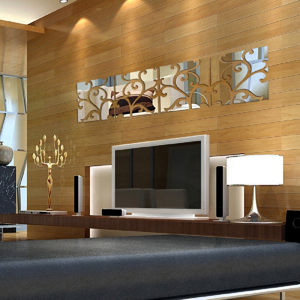 3D Wall Stickers Decorative Removable Mirror Mural Decal Living Home Modern Acrylic Large DIY Wall Sticker