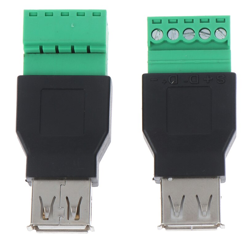 1Pc USB Female To 5P Screw Shield Plug Terminal Adapter Connector
