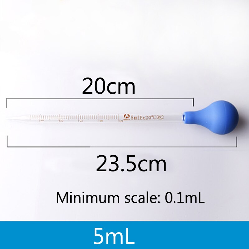 20 Pieces/lot Lab Glass 5mL Pipette Glass Dropper With Rubber Cap Graduated Pipettes Laboratory Measuring Equipment