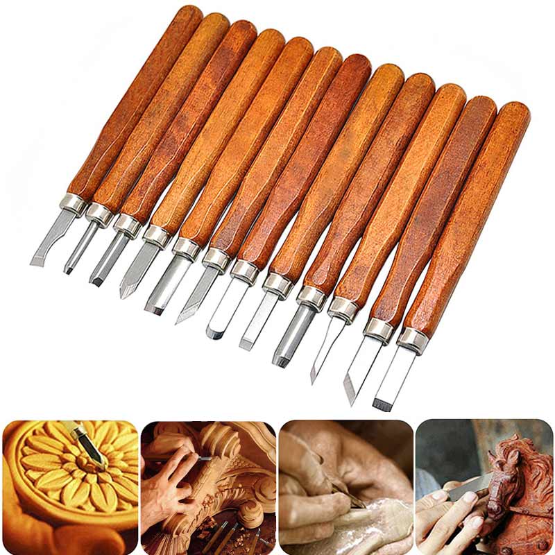 12 unids/set cinceles para tallar madera para grabado en madera básico herramientas de trabajo DIY y herramientas manuales detalladas H99F