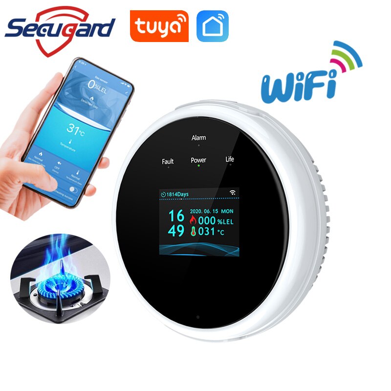 Wifi Gas Detector Tuya Smart Home Leakage Sensor Led Display Natural Gas Leak Detectors Alarm 1181