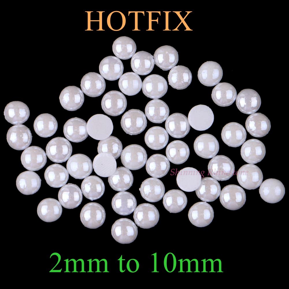 3Mm Tot 10Mm Plaksteen Keramische Hotfix Strass Polymeer Klei Fix Strass Diamond Stones Iron-On Wit kleur