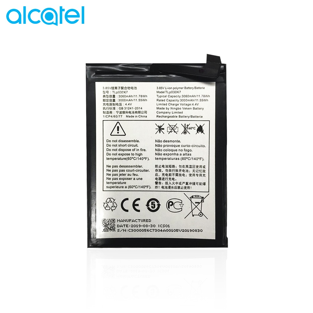 Batteria interna per smartphone compatibile per Alcatel 1S (5024D) (3.8V, 3060 mAh, TLP030K7)