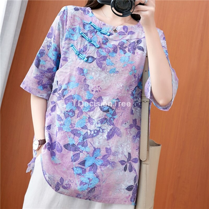 2022 chinese traditional hanfu top ancient chinese shirt chinese style traditional chinese clothing women flower print tang tops: XL