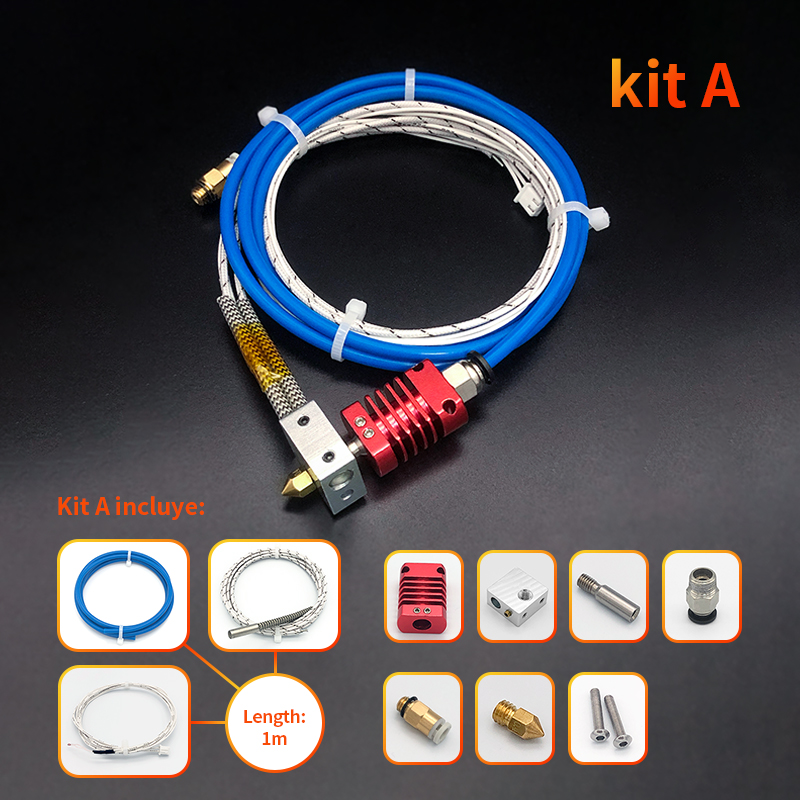 1/Set MK8 Extruder End Kit For Ender 3 CR10 Printer 1.75mm 0.4mm Nozzle Aluminum Heating Block For 3D Printer Parts: 24V / Kit A