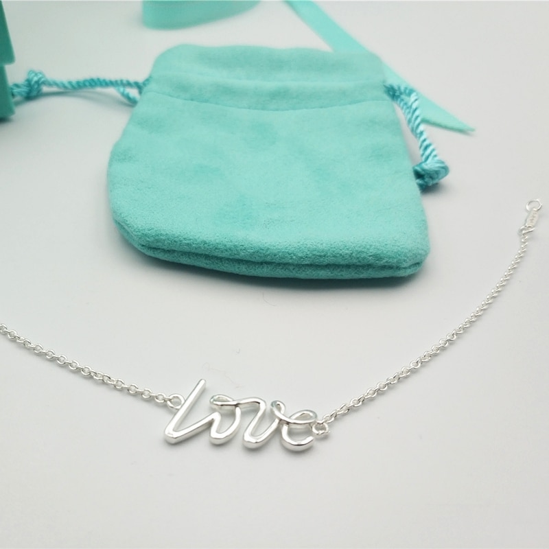 Women Bracelet LOVE letters accessories Clavicle chain Silverware 925 Sterling silver Jewelry Valentine's Day