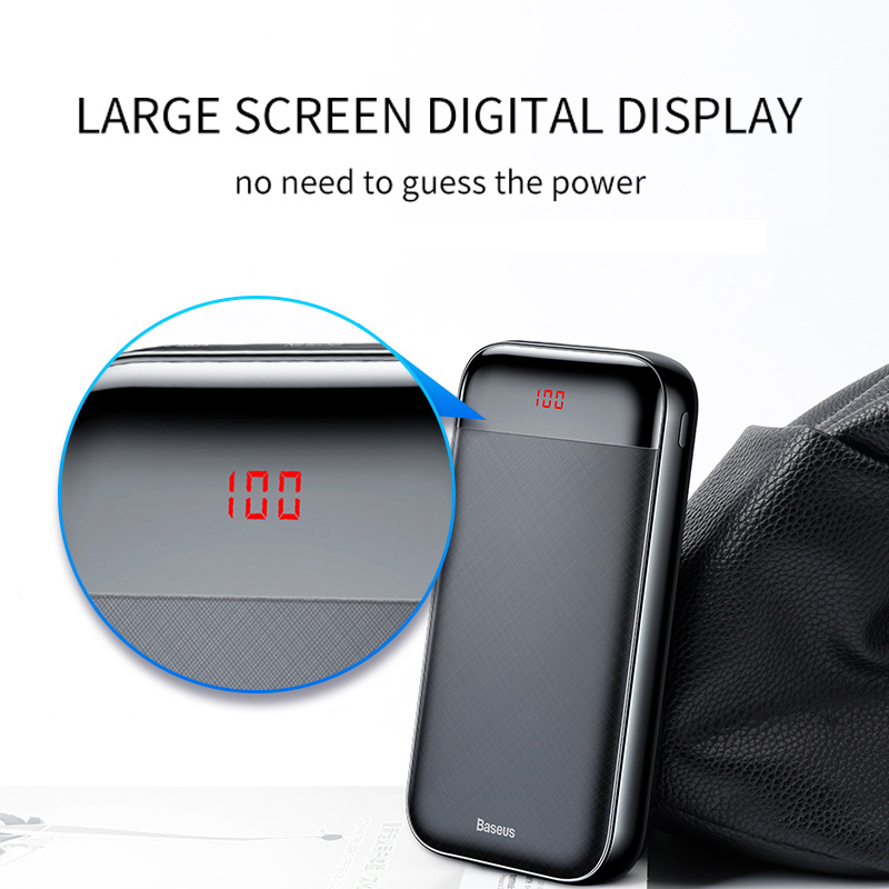 Baseus 20000mAh Power Bank 20000 mAh LCD USB C PD Fast Charging Powerbank Portable External Battery Charger For Xiaomi Poverbank