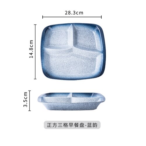 Plato divisorio de cerámica de estilo japonés para cena, vajilla divisoria de comida para una sola persona,: I 28.3x14.8x3.5cm