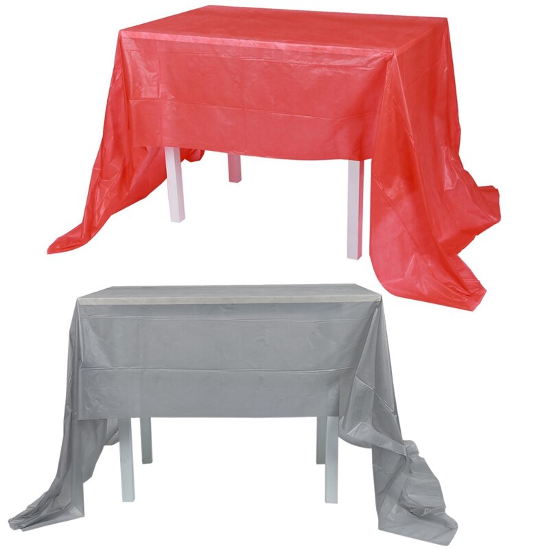 2x PEVA Disposable Tablecloths Table Cloth Cover Party Catering Events Tableware, Big Red & Silver Gray
