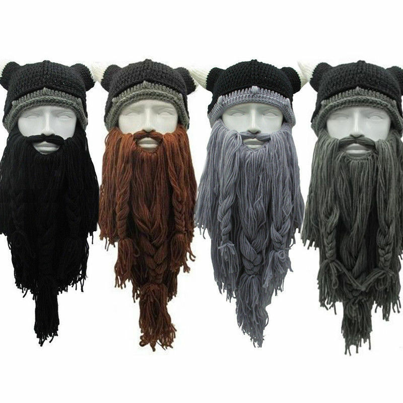 Chapeau Viking tricoté pour hommes | Long chapeau en corne de barbe, Vagabond barbarie, bonnet de Ski fou Halloween,