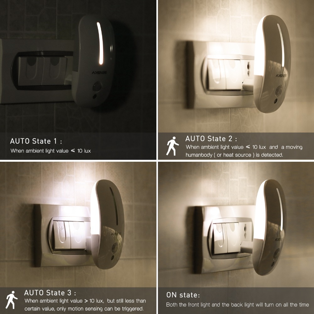 Sensky 110V 220V Pir Motion Sensor Led Nachtlampje 2 Modus Kids Draadloze Muur Nacht Lamp Voor Kid slaapkamer