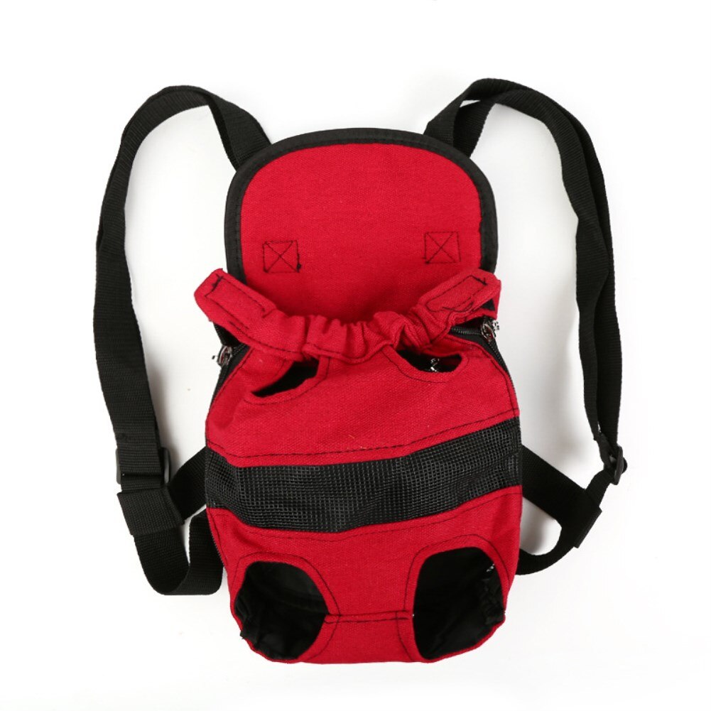 Security Puppy Small Dog Carrier Travel Front Back Backpack Carrying Pouch Bags: Red / S