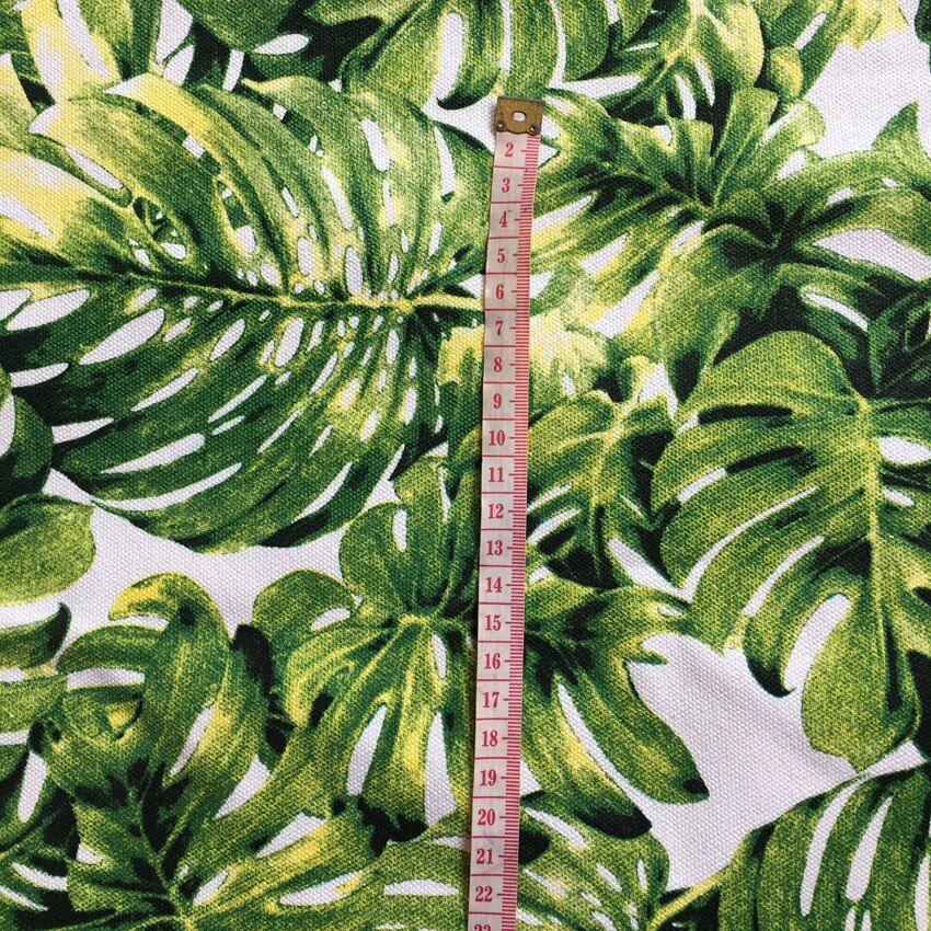 Gröna blad monstera lapptäcke bomull canvas tyger handgjorda tyg väska duk gardiner kudde ryggsäck skor väska