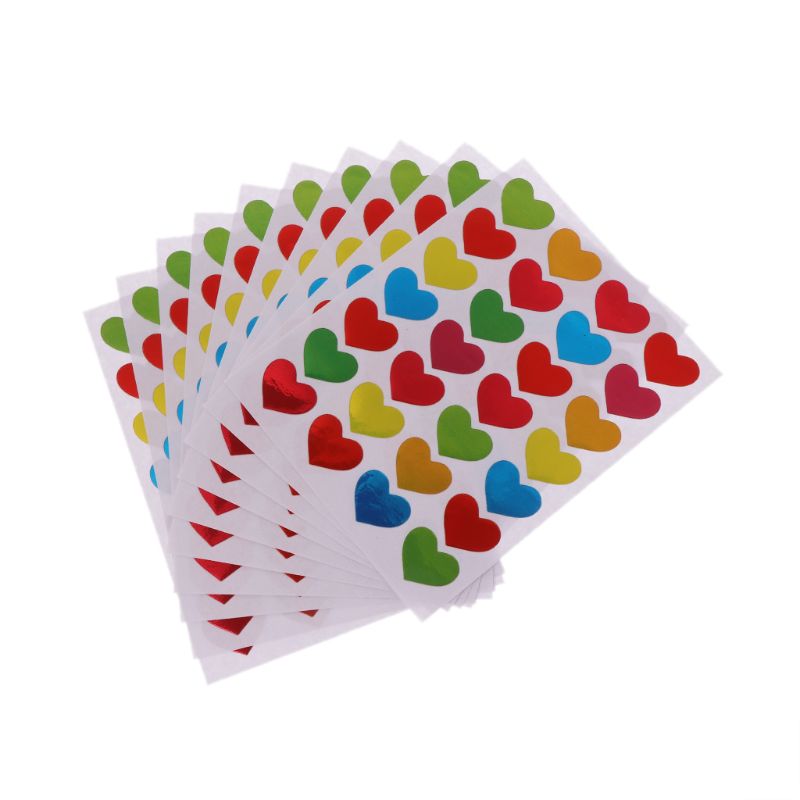 10 Sheets Heart Stickers Love Decorative Sticker Kids Envelopes Cards Craft Scrapbooking Party Favors Prize Class Rewards