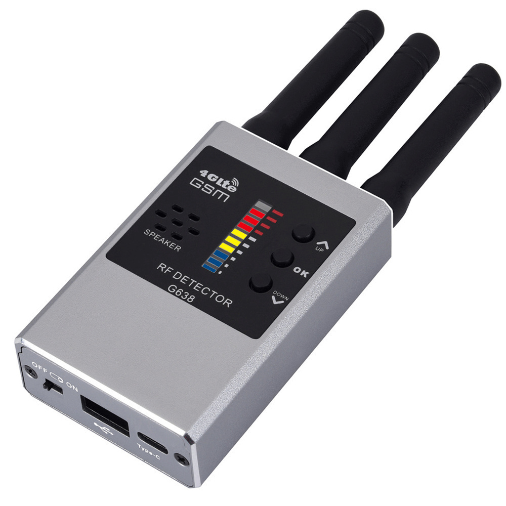 Détecteur de Signal RF sans fil, Bug GSM GPS, Mini caméra, balayage IR, veille AI, détection automatique G638W: Black