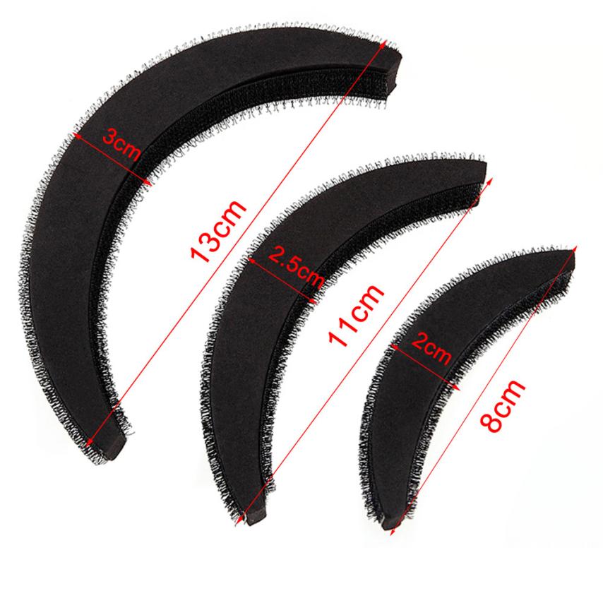 3Pcs Haar Volume Verhogen Puff Spons Pad Bump Up Insert Base Diy Updo Styling Halloween A16