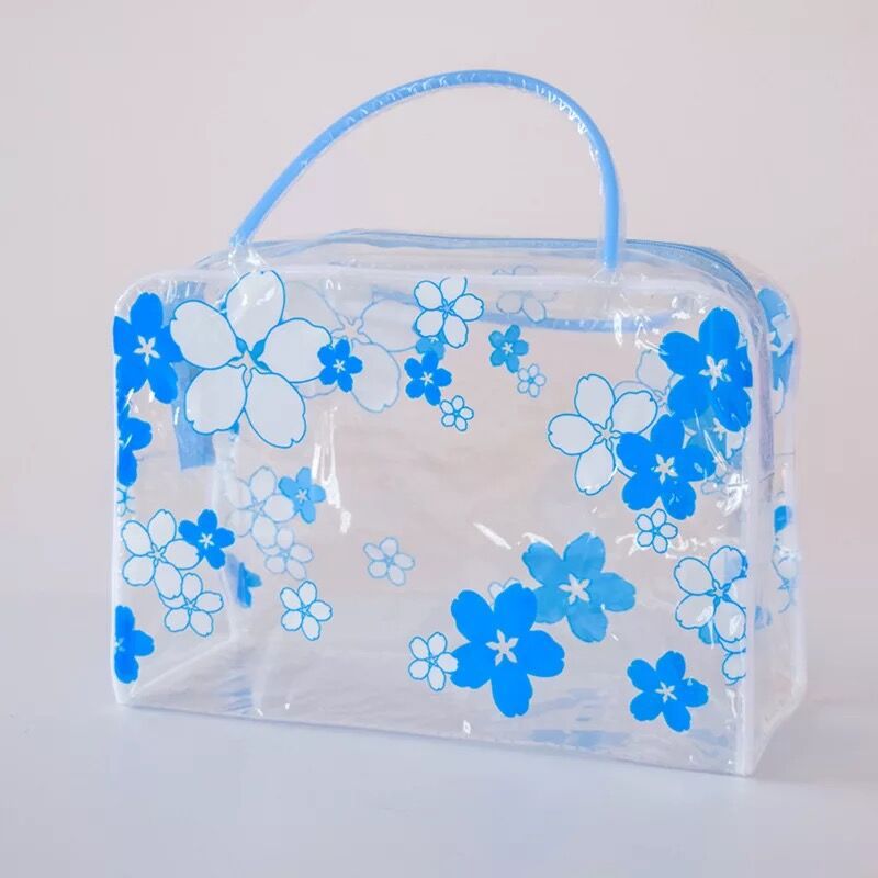 Bolsas organizadoras de plástico transparente para cosméticos, neceser de viaje informal para maquillaje, impermeable, artículos de aseo personal, almacenamiento de baño: Azul