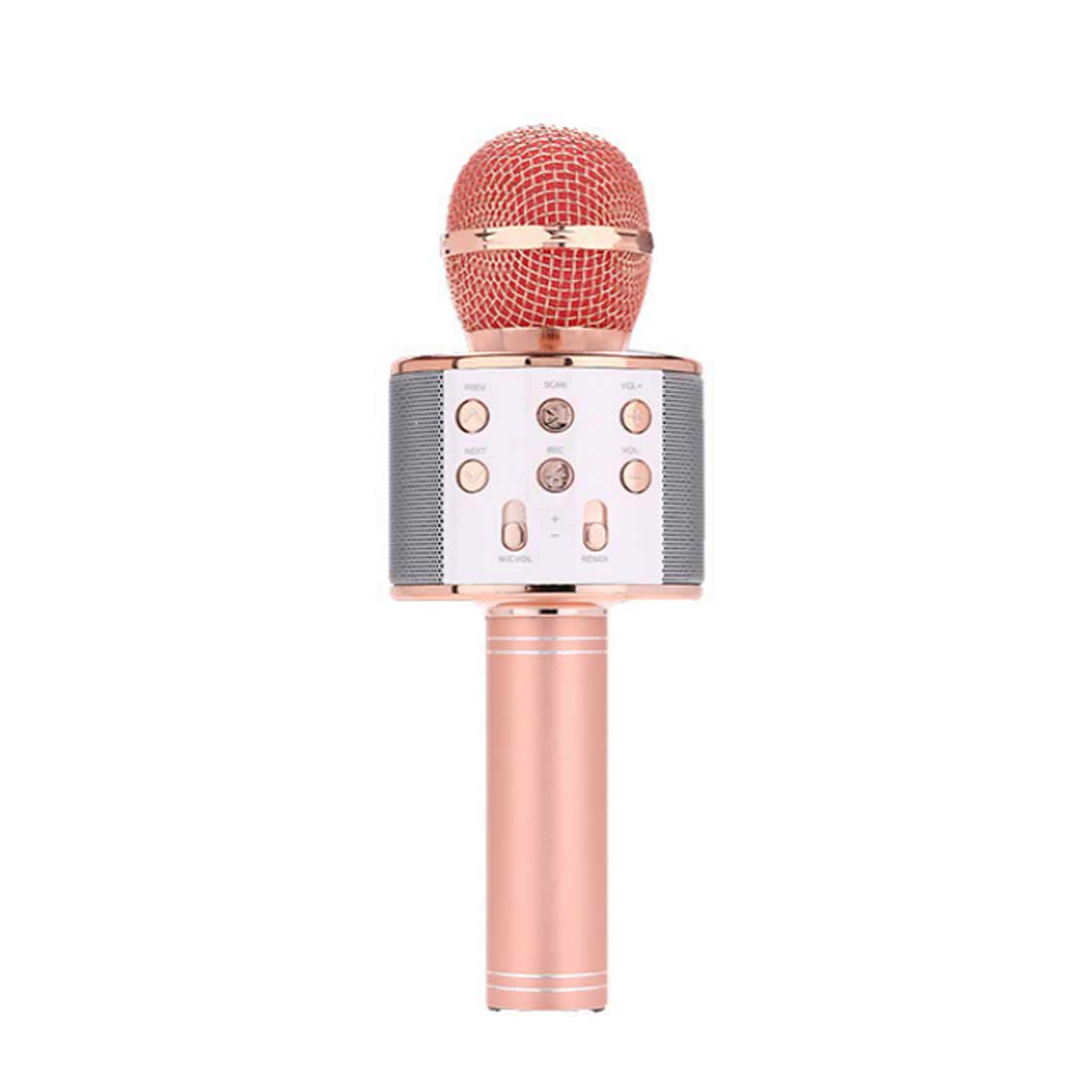 Bluetooth Wireless Microphone Speaker Handheld Microphone Karaoke Mic Music Player Singing Recorder Wireless mic: Rose gold