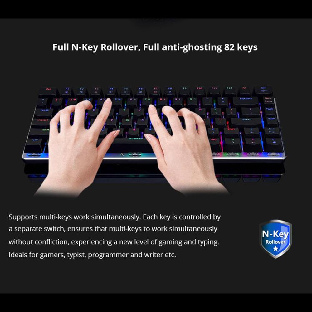 Ajazz AK33 Mechanische Spielen Tastatur Schwarz/Blau Schalter 82 Schlüssel Verdrahtet Tastatur für PC Spiele Ergonomische Kühl LED hinterleuchtet