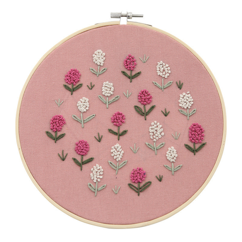 DIY Stamped Embroidery European Cross Stitch Kit Handwork Needlework For Beginners Plant Flower Embroidery Hoop Point De Croix: Red 