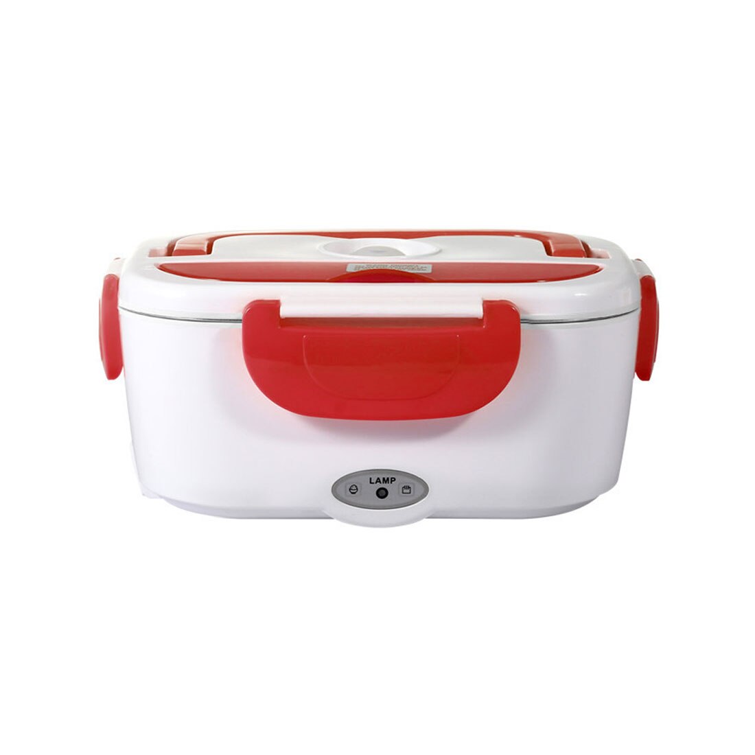 12V 110V 220V Electric Heated Lunch Box Portable 2 in 1 Car& Home US Plug/EU Plug Bento Boxes Stainless Steel Food Container: Red / US Plug / dual use Stainless