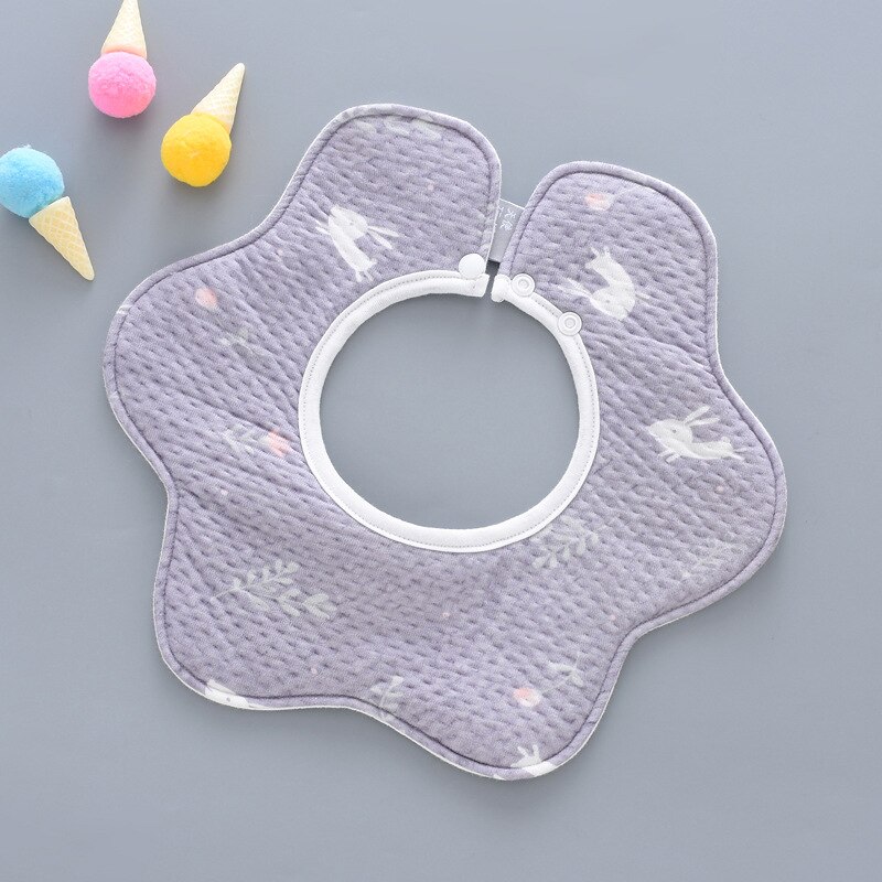 Baby Saliva Towel Bib Cotton 360 Degree Round Baby Bandana Bibs Flower Heart Style Catoon Stripe Baby Burp Cloths: purple rabbit