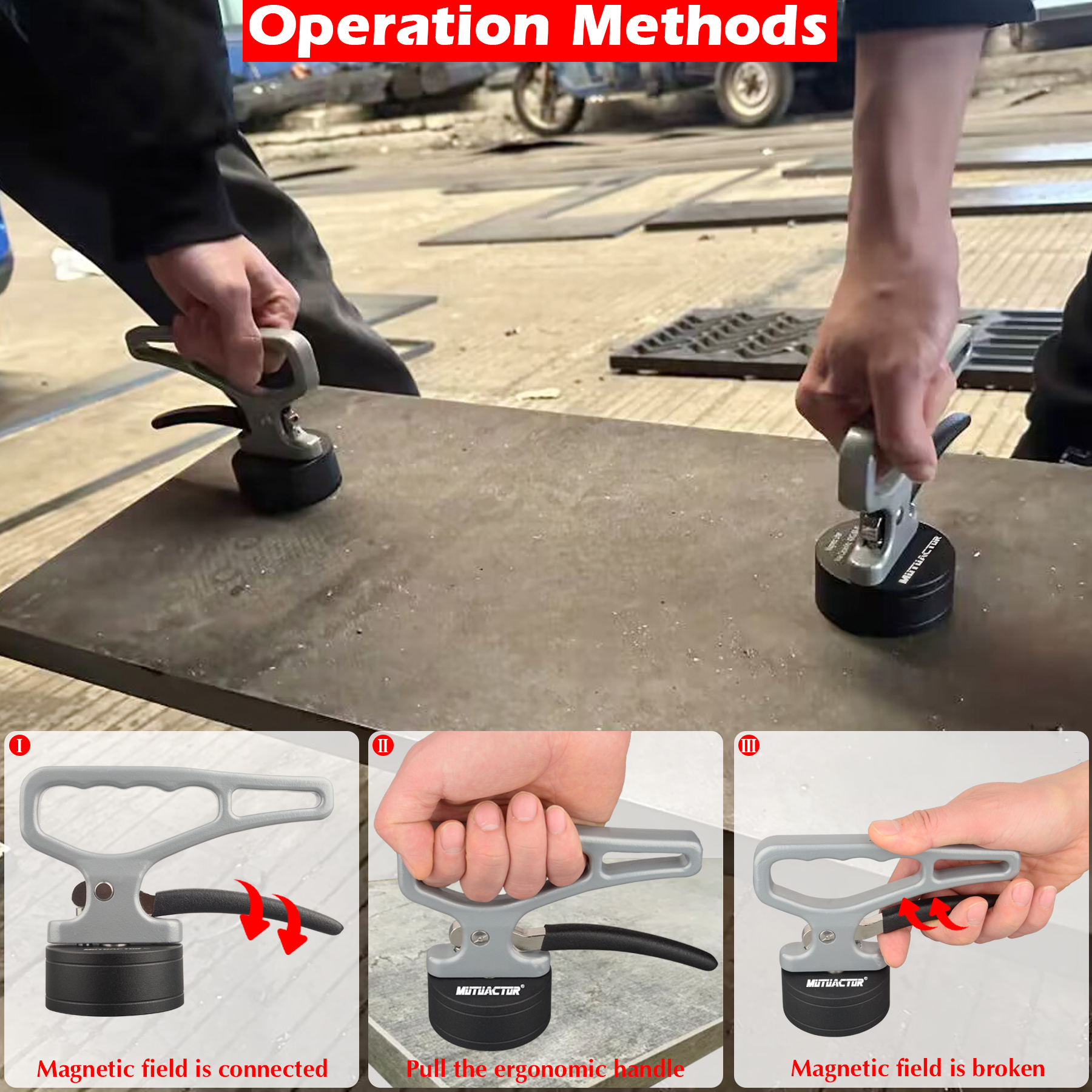 Heavy Duty sterke magnetische pick-up tool magneet tillen snelsluiting draagbare materiaalsammelaar ergonomische handgreep ijzeren plaat