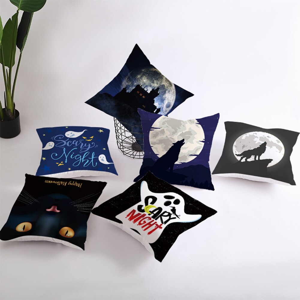 1pc sjove halloween græskar spøgelse flagermus trick or treat pudebetræk pudebetræk stribet geometrisk pudebetræk kussen sofa indretning