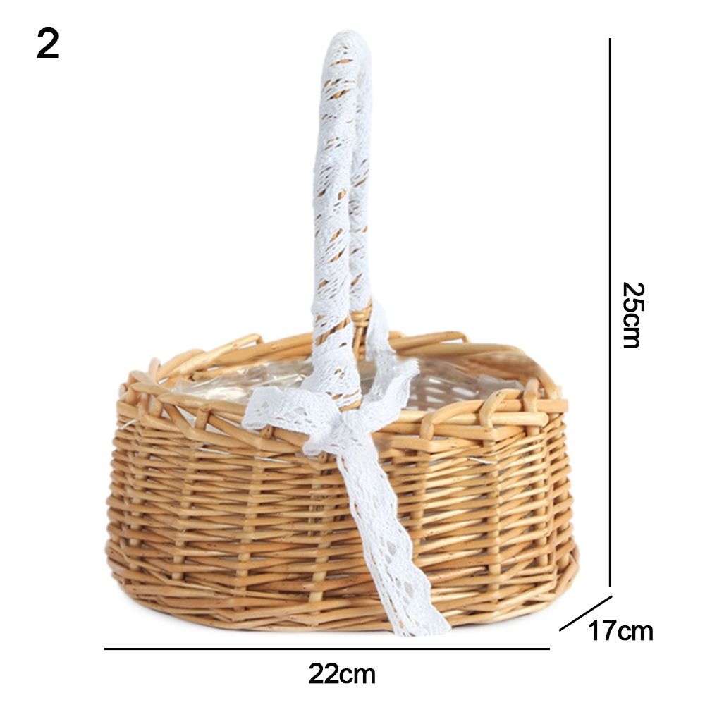 Weiden-Rattan-Blumenmädchen-Körbe, gelb, stabiler Blumenarrangement-Korb, Picknick-Behälter, handgefertigte Halbmondkörbe aus Korbgeflecht