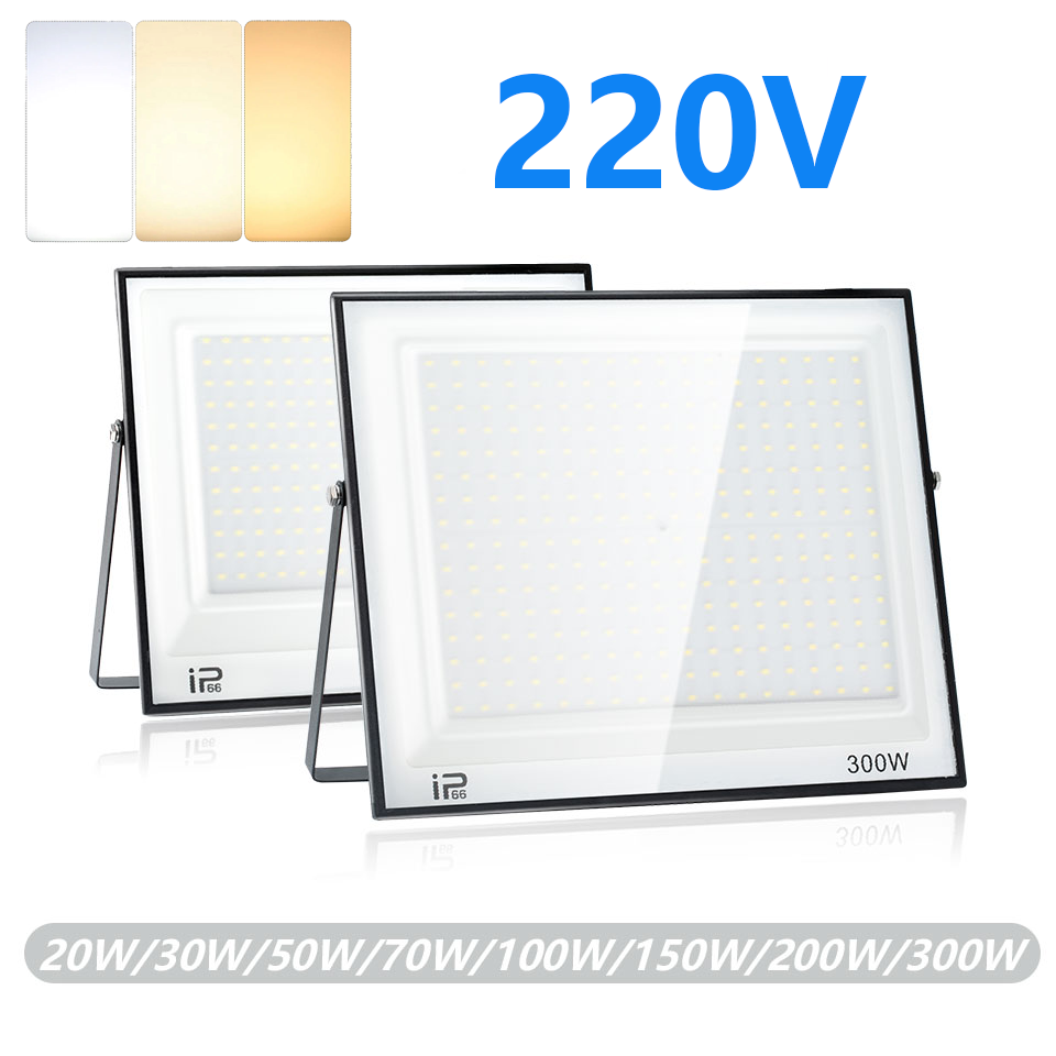 Projecteur LED IP66 AC175-265V 20W 30W 50W 70W 100W 150W200W300W, projecteur extérieur étanche en verre trempé pour éclairage de Garage