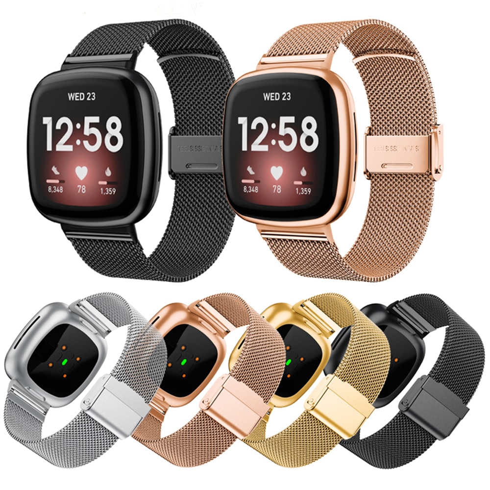 Correa Milanese Loop para Fitbit Versa 3/sense, repuesto de correa de reloj inteligente de acero inoxidable