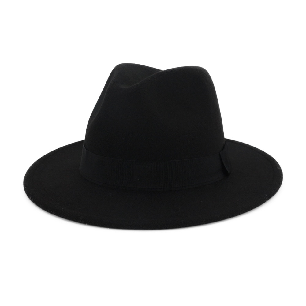 Qiuboss 60 cm stor hovedstørrelse sort rød patchwork uldfilt jazz fedora hatte kasketter bred brim panama trilby cap til mænd kvinder