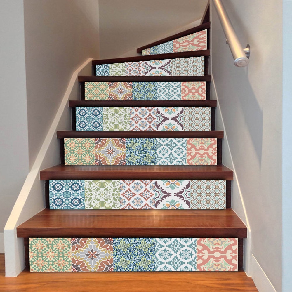 DIY Schritte Aufkleber entfernbar Treppe Aufkleber Heimat Dekor Keramik Fliesen Muster Landschaft Heimat Dekoration 18*100cm