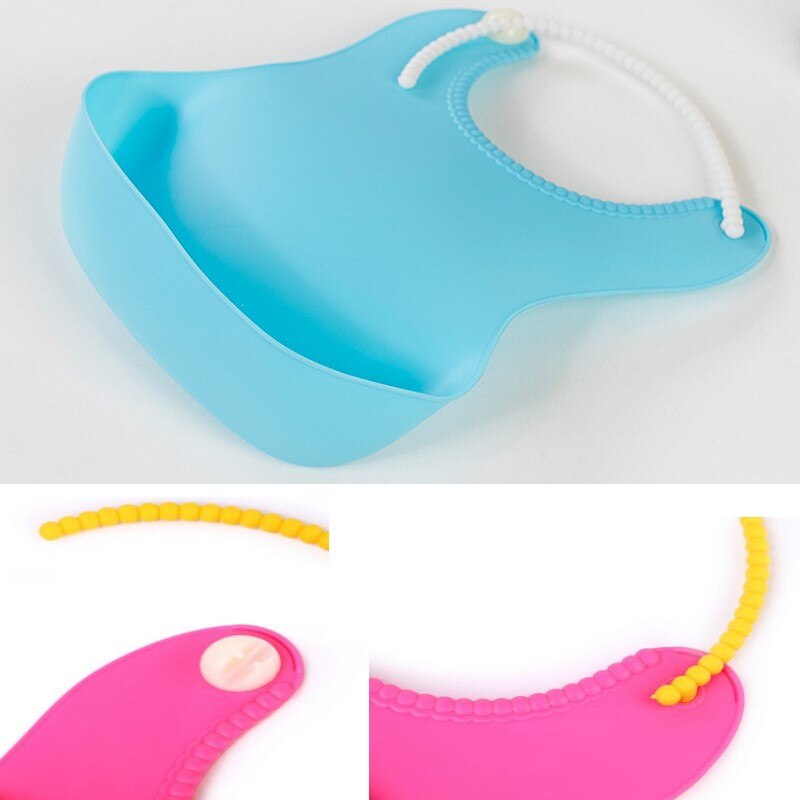 unisex Del bambino Fibbia Alimentazione Bavaglino infantile di colore Solido Regolabile Impermeabile Del silicone Bavaglini per Bambini Che Mangiano Strumenti