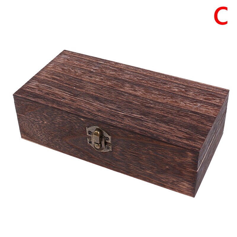 Retro Jewelry Box Desktop Natural Wood Clamshell Storage Hand Decoration Wooden Box Postcard Storage Box: C
