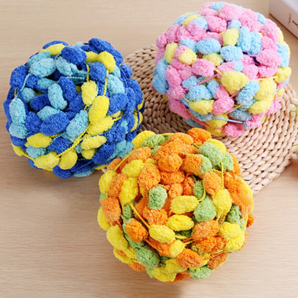 Tjock ull stor mjuk regnbåge pom pom garn handstickning virkgarn diy filt kudde färgglad pumpong tråd 135g