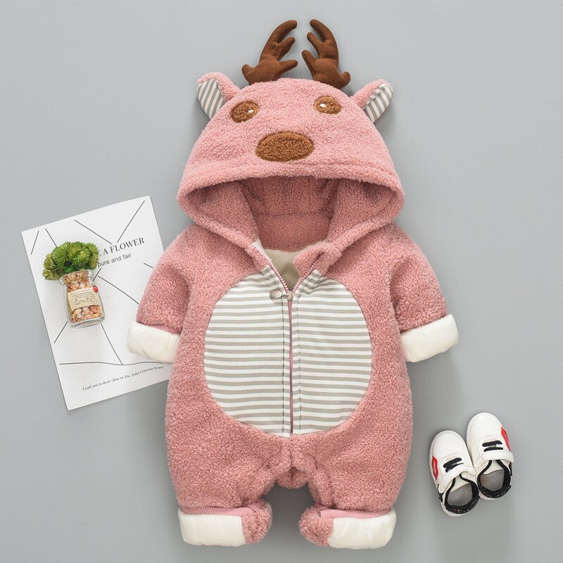 Pasgeboren Winter Bodysuit Overalls Chirstmas Kostuums Plus Fluwelen Dikker Warme Bovenkleding Jas Voor Peuter Baby Jongen Meisje Sneeuw Wear