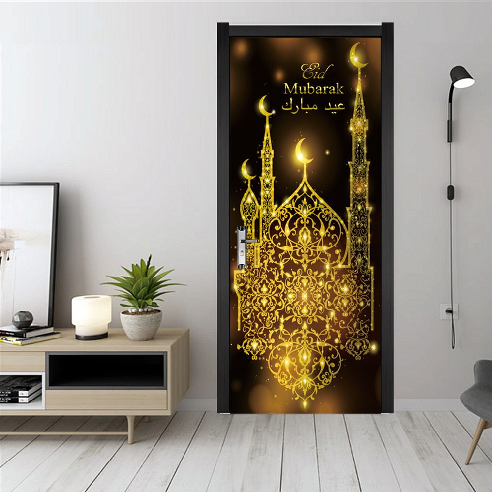 3D Self-adhesive Muslim Door Sticker Ramadan Decoration EID Living Room Bedroom Glass Door Mural Wallpaper: MMT001