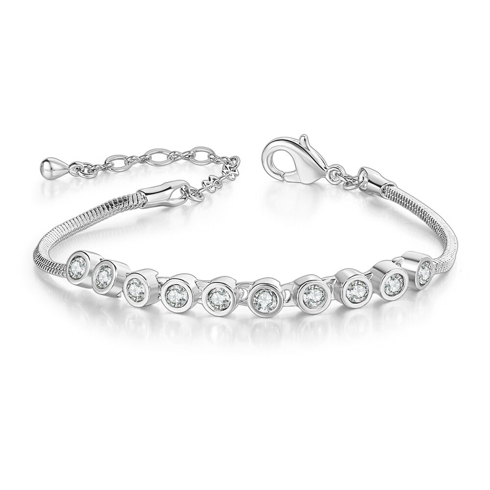 ZHOUYANG Multicolour Exquisite ball Rose Gold Color Bracelet Austrian Crystals ZYH013 ZYH011 ZYH012: Platinum Clear