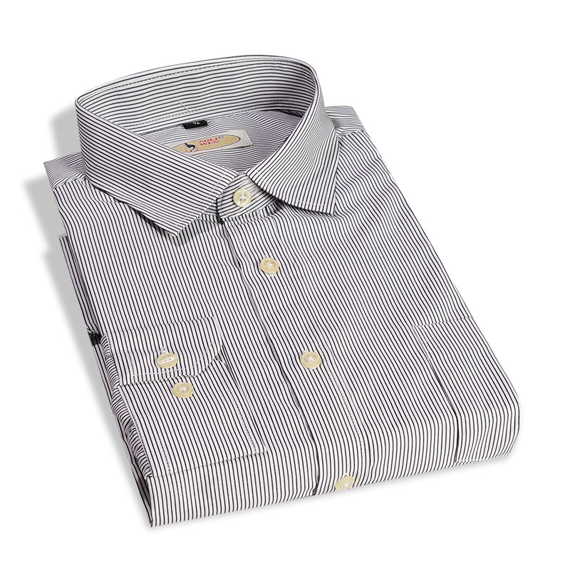 Vår og høst herre arbeidsskjorter merke lange ermede stripete menn kjole skjorter hvite herre skjorter str m -4xl: Grå / 2xl- tagstørrelse 41