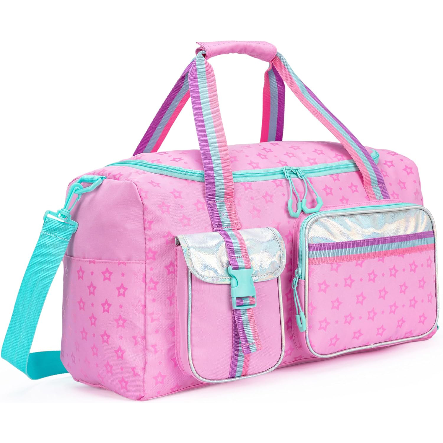 Bolsa de lona para niñas y mujeres, bolsa de viaje para , bolsa de noche para niñas y mujeres, bolsa de dormir para niñas, bolsa de baile para gimnasio, 1 ud.: Multicolor