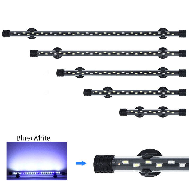 Luci per acquari impermeabili luci sommergibili luce per acquario luce subacquea blu/bianca LED lampada decorativa per abbellimento: Blue and White / 12W