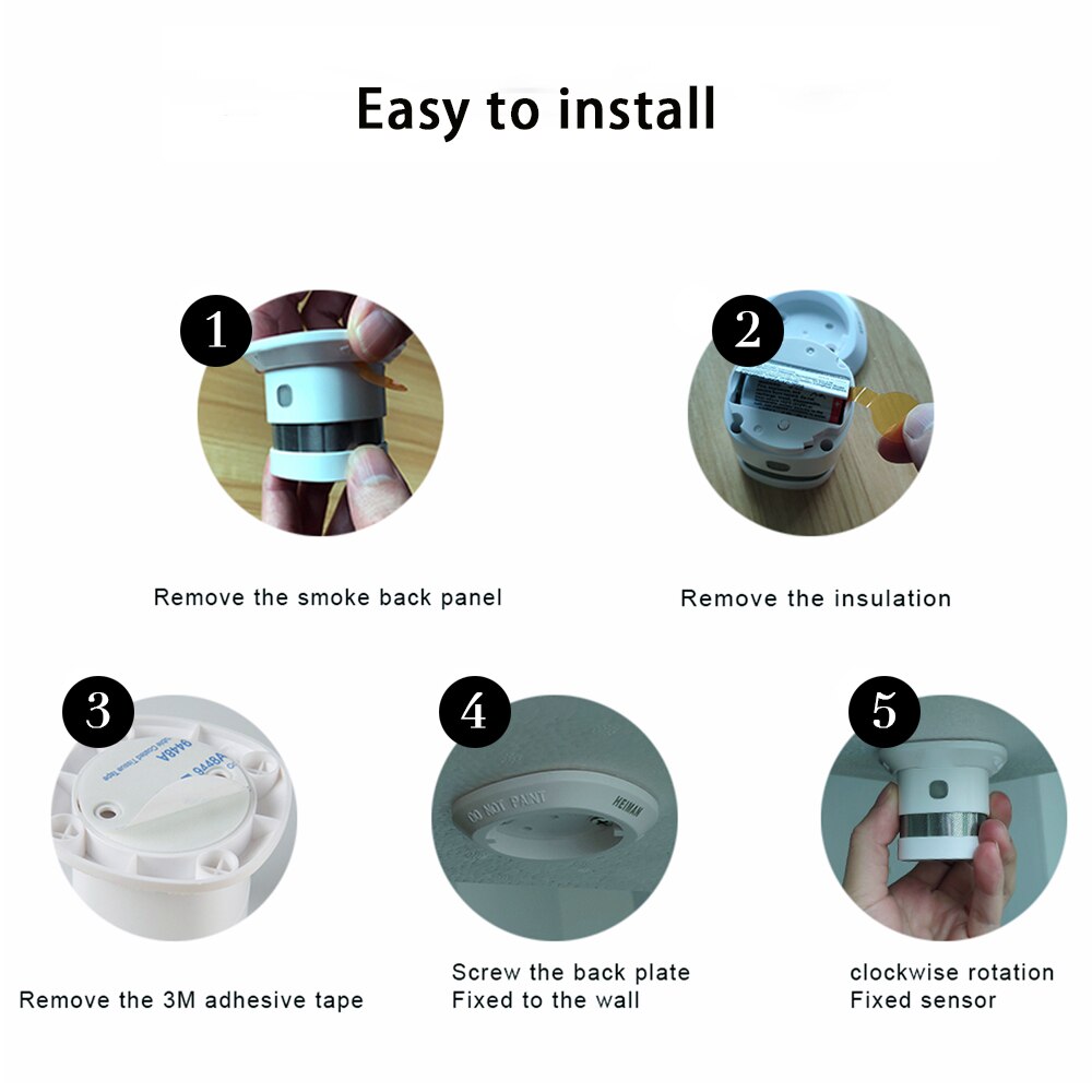 2 Pieces 80dB Sound Fire Alarm Profession Smoke Detector Sensor Mini Size Smoke Monitoring Battery Operated Fire Warning Alarm