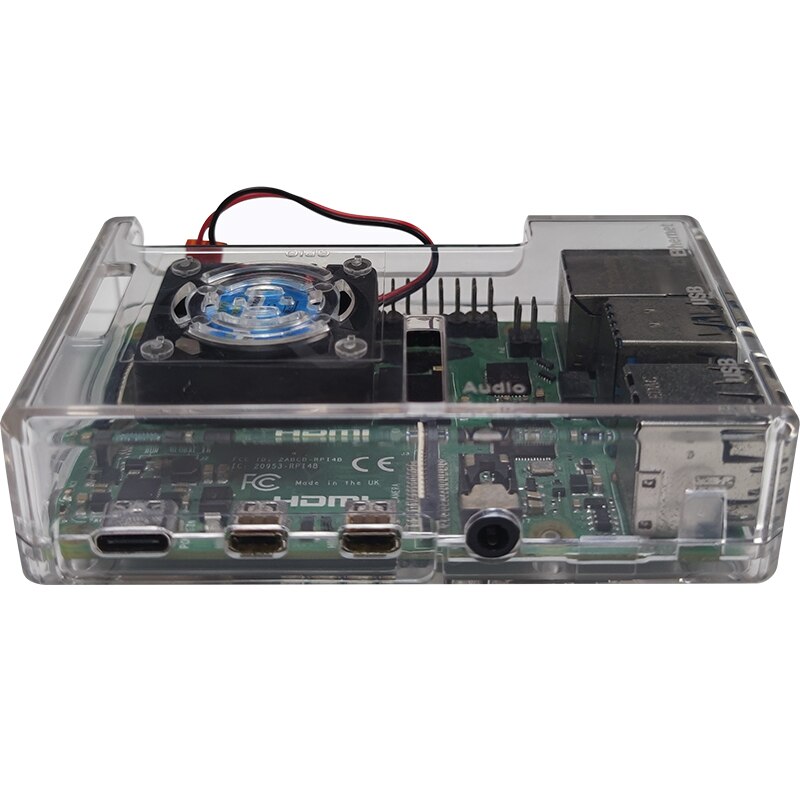 Funda Raspberry pi 4, carcasa Raspberry Pi con ventilador de refrigeración, funda negra transparente para Raspberry Pi 4 modelo B, Pi 4B, Pi 4